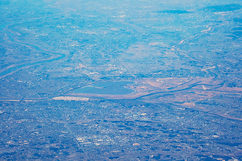 Watarase-yusuichi as seen from an airplane